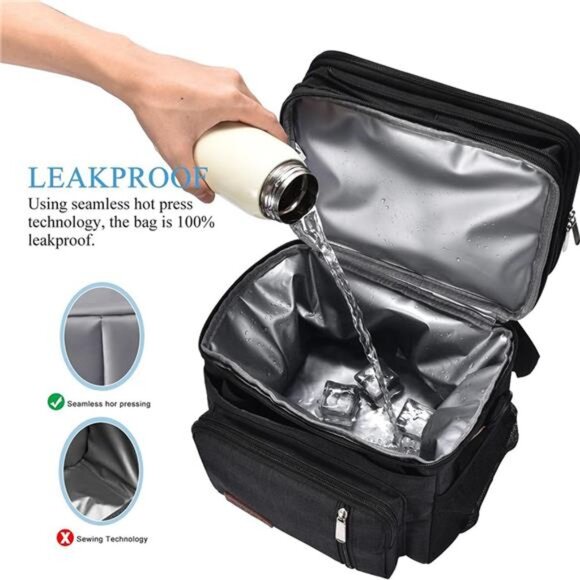 Lunch Bag & Lunch Box for Men Women Double Deck - Leakproof Insulated - Picture 5 of 7